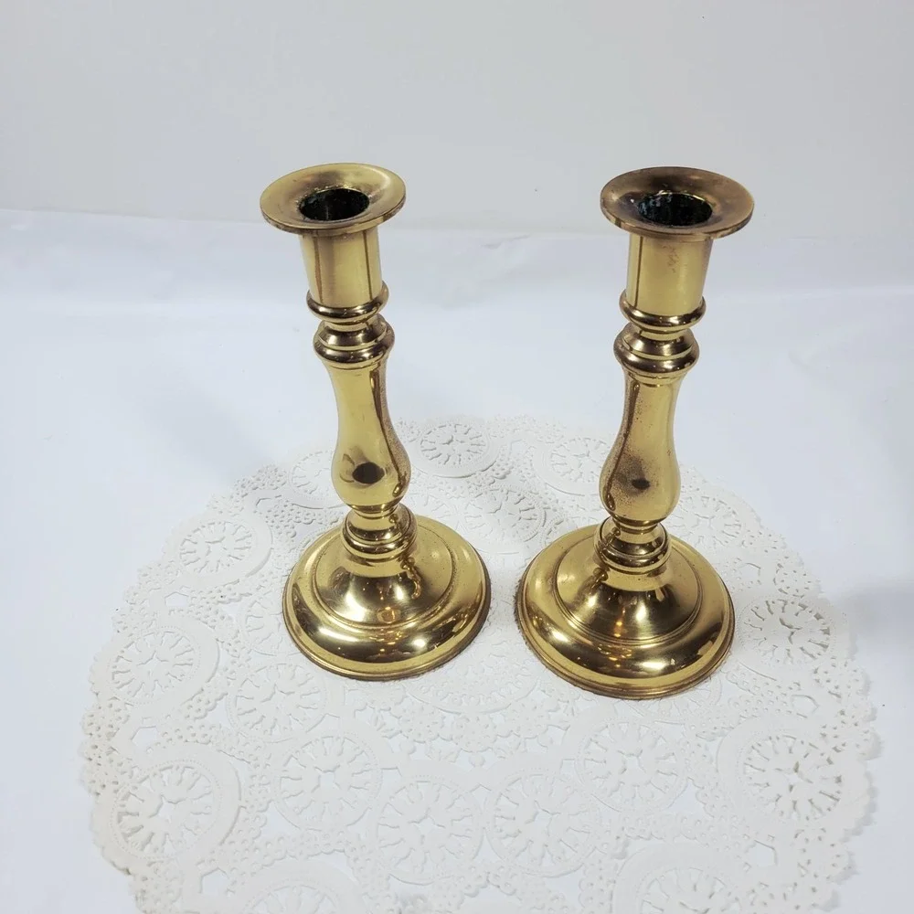 2 Convertible Solid Brass Candlestick Holders Gallery Originals Sizeable